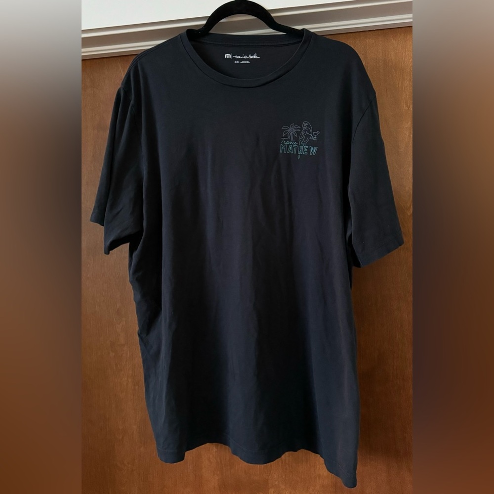 Travis Mathew Black Tee with Parrot Party Graphic